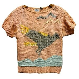 Vintage Chelsea Place Hand Knit Short Sleeve Sweater